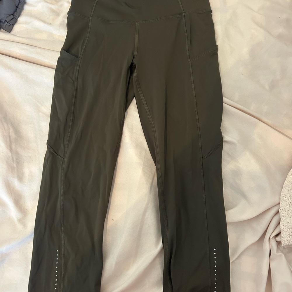 Olive Green High-Waisted Lululemon Leggings size 2 length 23
